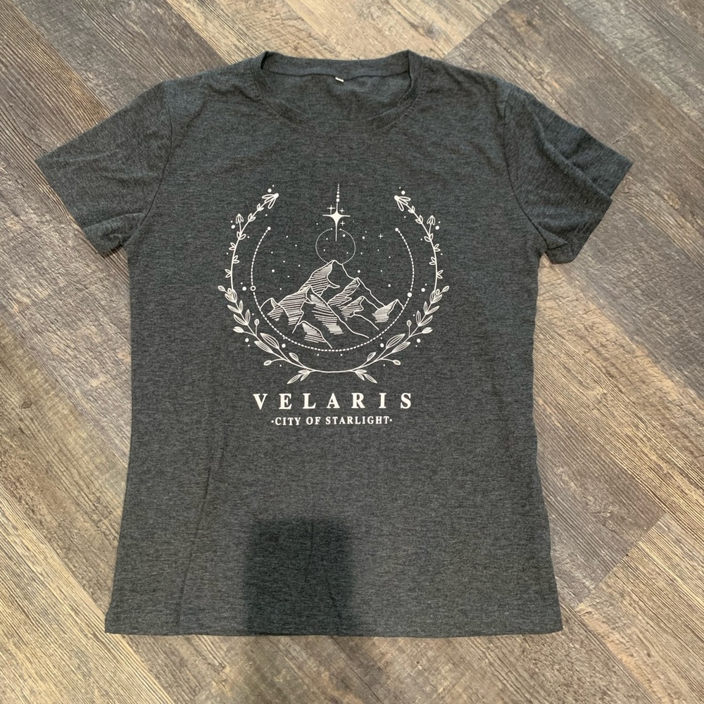 ACOTAR Gray Graphic Book Tee with Velaris Design